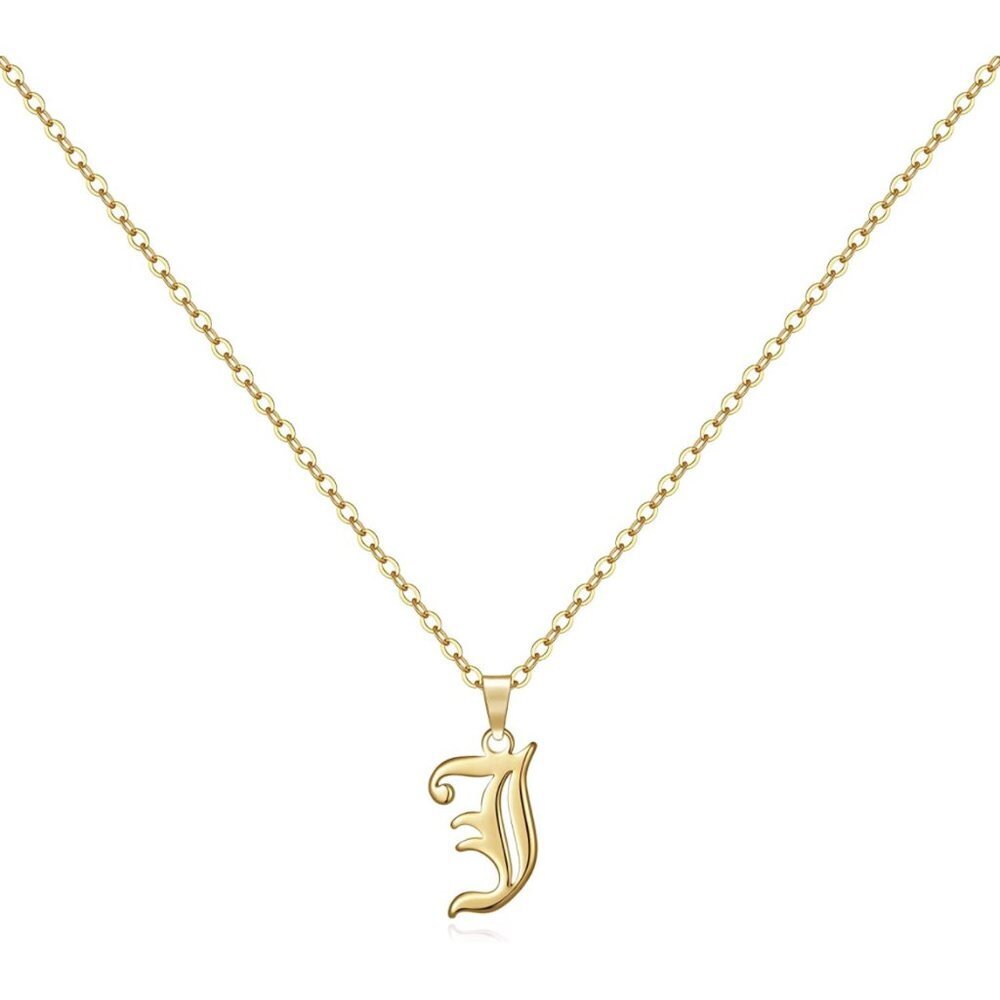 J - Gold Old English Initial Necklace​